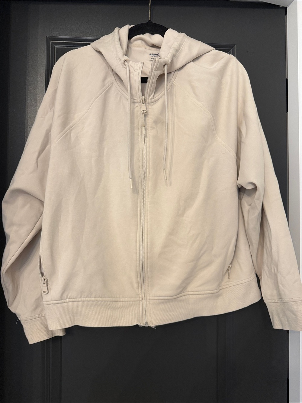 Old Navy Light Beige Hooded Zip Jacket - Women